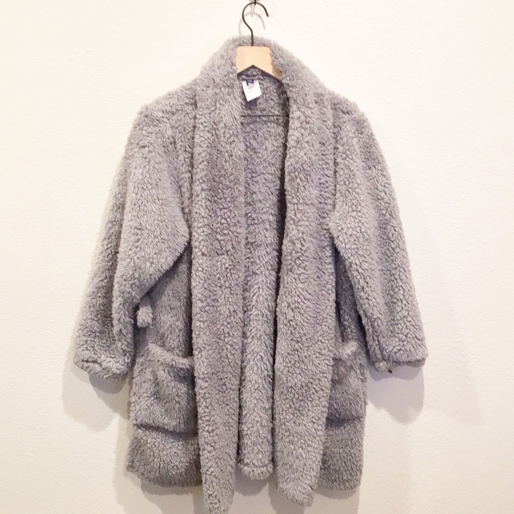 Natori Plush Gray Robe W/O belt Sz  L/XL
